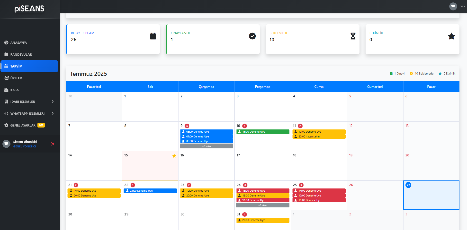 piSEANS Randevu Takvimi